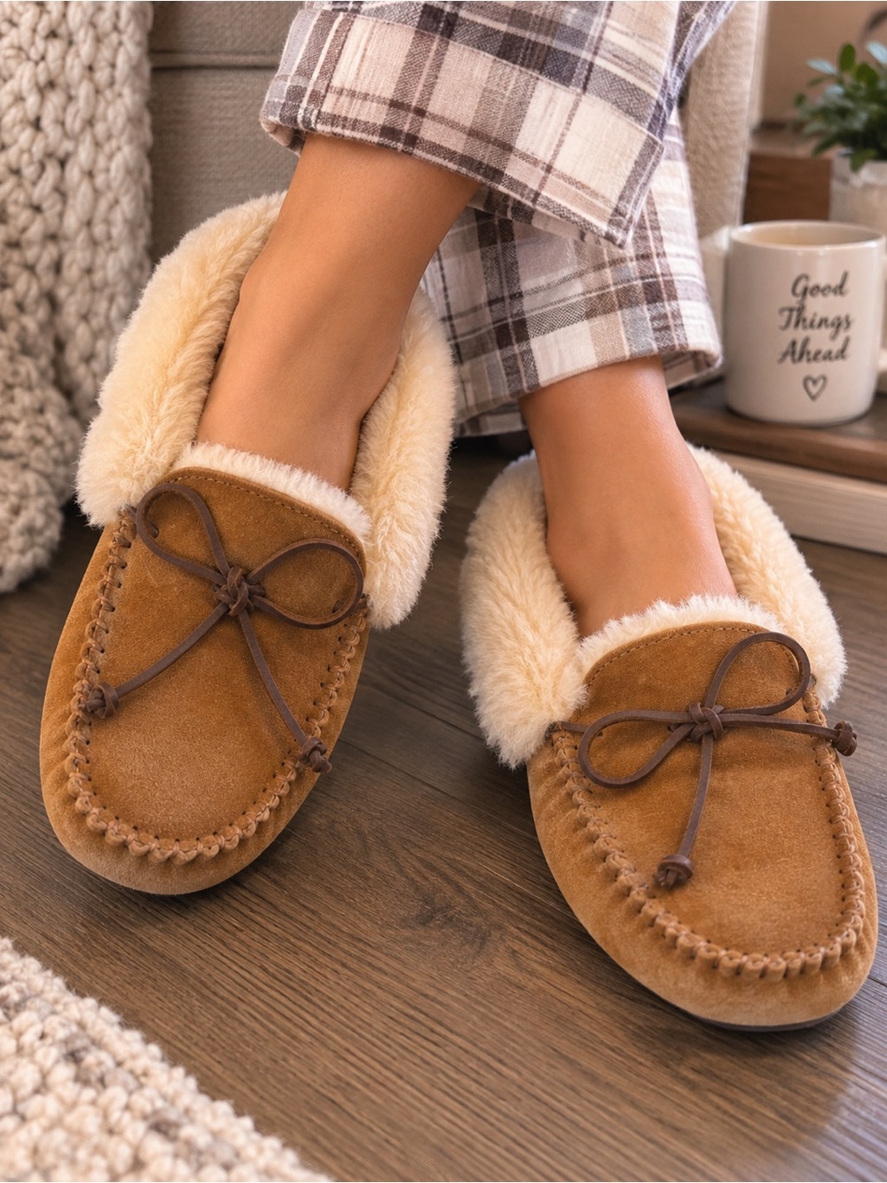 UGG Lattice Cardy Boots Size 8 Classic Foldover Sheepskin Brown Fur Tan